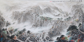 黄展时作品《静听山中溪流声》  规格：133x67cm